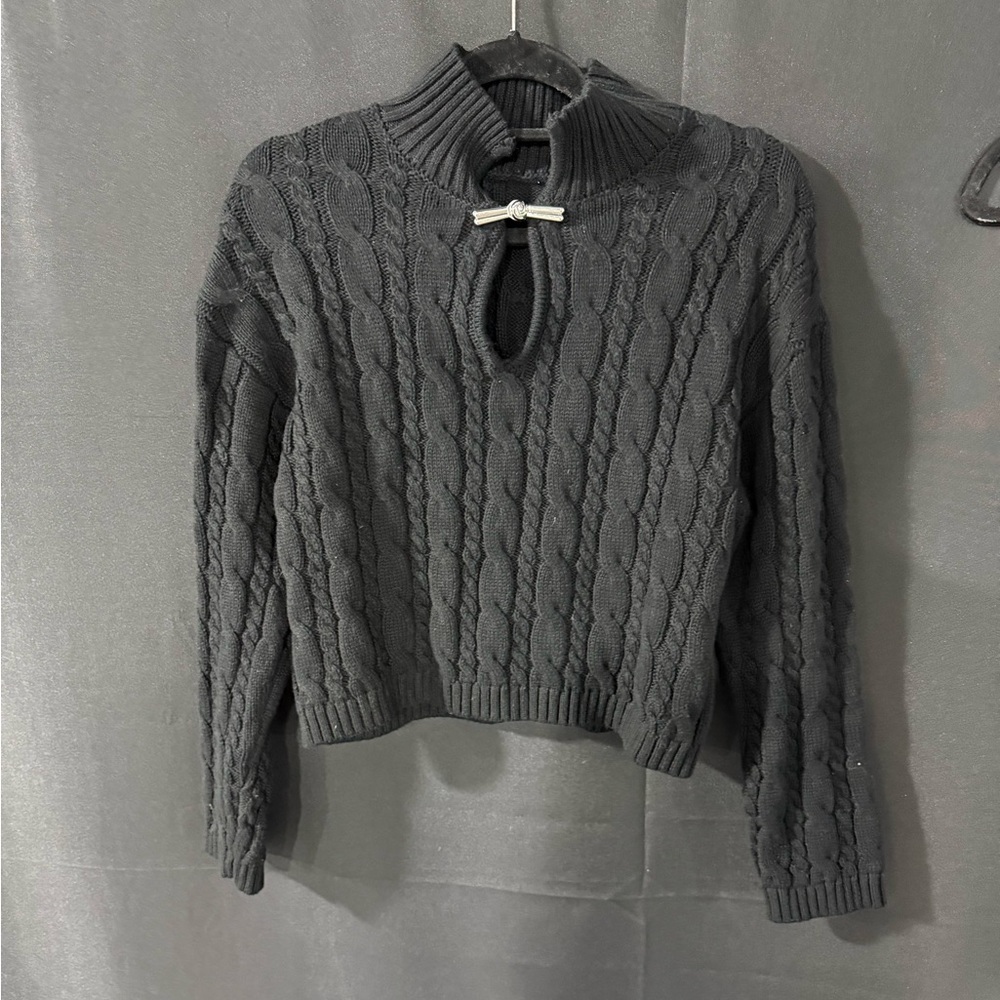Commense Black Cowl Neck Sweater